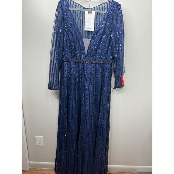 Mac Duggal Midnight Blue Sequin Maxi Gown - Picture 3 of 4
